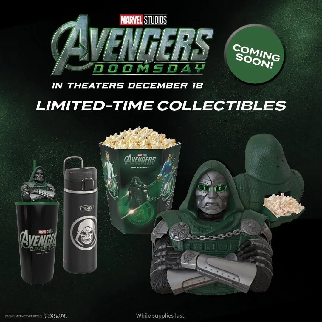 Marcus Theatres' collectibles, with the statue bucket's hood opened for filling